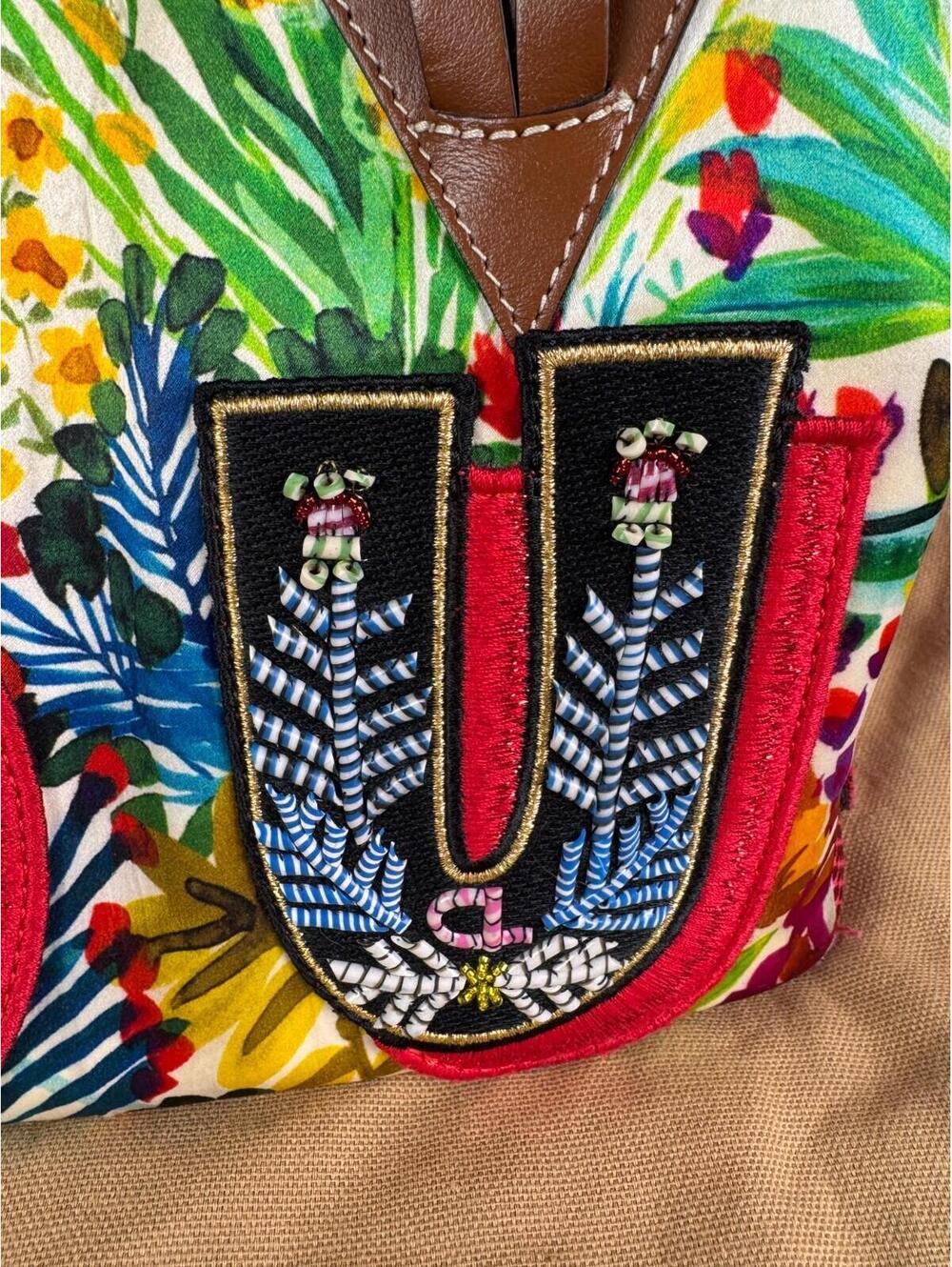 Christian Louboutin Caracaba Large Mix-Print Tote Motif Embroidered Multicolor - Picture 6 of 16